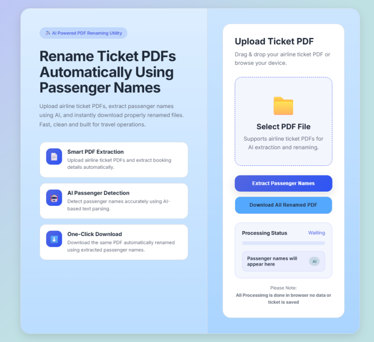 Air ticket renaming tool for travel agents